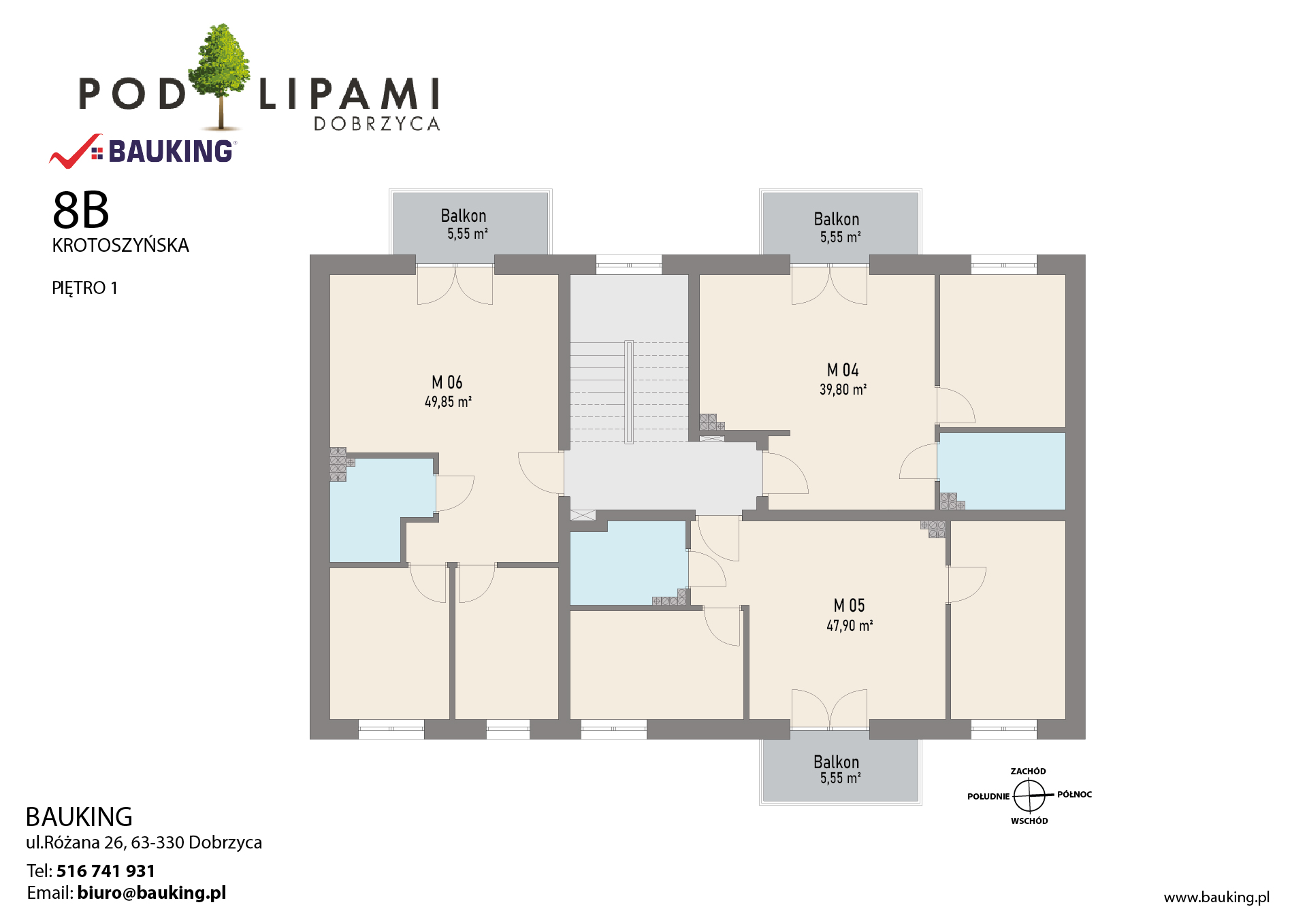 Dobrzyca Apartamenty Pod Lipami etap II – BUDYNEK B – I PIĘTRO
